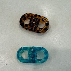 Tortoise and Teal Hair Clips